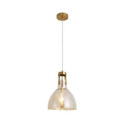 Dome Pendant Ceiling Light Post-Modern Cognac Glass Single Dining Room Suspension Lamp