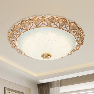 Domed Bedroom Flush Light Fixture Traditional Textured Glass 14