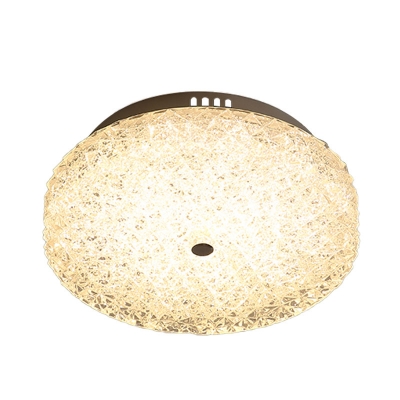 Faceted K9 Crystal Clear Flush Light Disc Shaped Simplicity LED Close to Ceiling Lighting Fixture