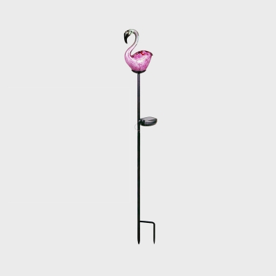 Flamingo/Ball Solar Powered Stake Lamp Modernism White-Orange/Pink Glass Courtyard LED Ground Light Set