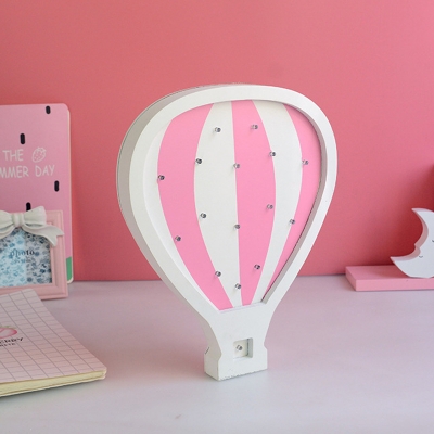 Hot Air Balloon Nightstand Lamp Cartoon Wood Bedside LED Wall Mount Lighting in Yellow/Pink/Purple