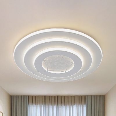 Metal 3-Tier Round Ceiling Flush Modern White LED Flush Mounted Light for Bedroom