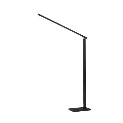 Rotatable Linear Stand Up Light Modernist Metal LED Black/Silver Reading Floor Lamp for Study Room