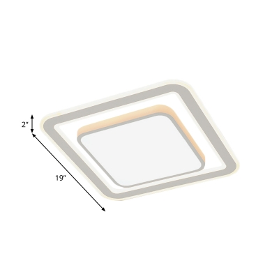 White Dual Square/Round Thin Ceiling Lamp Simple LED Acrylic Flush Mount Recessed Lighting