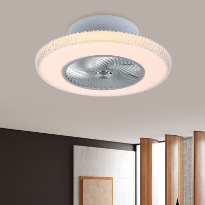 White Rounded Ceiling Fan Light Simplicity 23.5