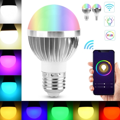 1pc E14/E26/E27 Smart Globe Bulb Plastic RGBW Color Changing Light 7 Watts 12 LED Beads Wifi Lamp in Silver