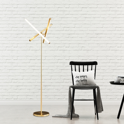 Adjustable Gold 3-Tube Floor Reading Lamp Modernism LED Metallic Standing Floor Light
