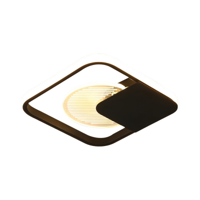 Black/White Square Extra Thin Flush Light Minimalism Acrylic Surface Mounted LED Ceiling Light in Warm/White Light