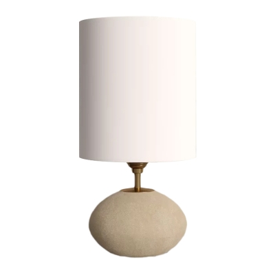 Light Khaki Oval Reading Light Countryside Stone Single Head Living Room Fabric Table Lamp