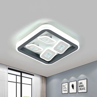 Novelty Nordic Squares Flush Light Iron Bedroom LED Flush Mount Ceiling Lighting Fixture in Black