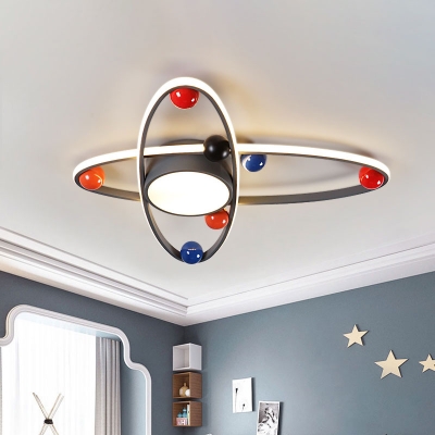 Starry Sky Kids Room Flush Lighting Acrylic LED Nordic Flush Mounted Ceiling Lamp in Grey