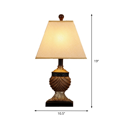 1 Light Wide Flared Night Table Lamp Warehouse Brown Fabric Nightstand Light for Parlour