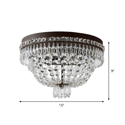 3-Light Crystal Beaded Ceiling Lamp Modernism Clear Cap Shaped Bedroom Flush Mount Light Fixture