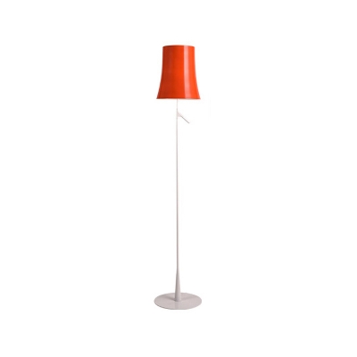 Bell Shade Reading Floor Light Modern Metal 1 Bulb Living Room Floor Lamp in White/Orange