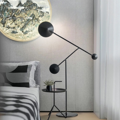 Branching Metal Standing Floor Lamp Modern LED Black Floor Lighting with Conical Shade