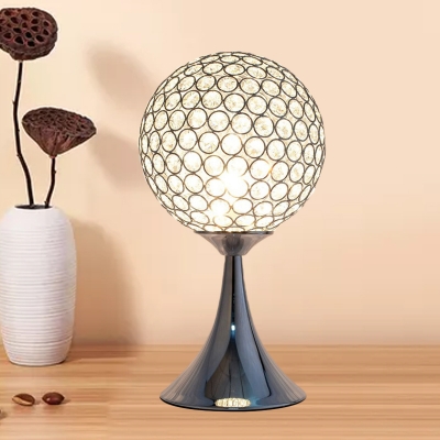 Chrome Finish Ball Small Desk Light Modernism Single Head Crystal Embedded Table Lamp