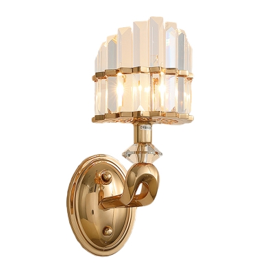 Crystal Prisms Arched Wall Light Fixture Post Modern 1 Head Gold Wall Mounted Lamp