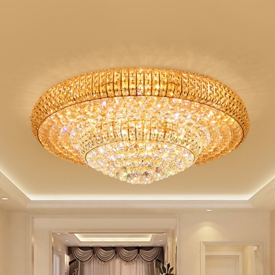 Cut K9 Crystal Clear Ceiling Lamp 2-Tier Tapered Contemporary LED Flushmount Lighting for Hall