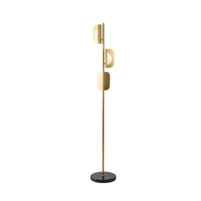 Gold Finish Bend Panel Floor Lighting Post Modern 3-Light Metallic Standing Lamp