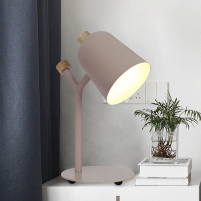 Macaron Single Light Nightstand Light with Metal Shade Green/Light Pink Finish Bell Night Table Lamp