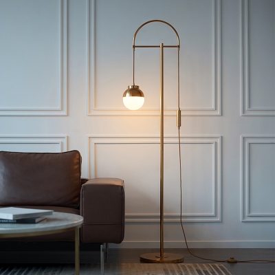 Metallic Arched Floor Standing Light Postmodern 1-Head Floor Lamp in Gold for Living Room