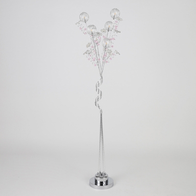 Pink/Silver Finish LED Stand Up Light Decorative Aluminum Wire Tree Floor Lamp in White/Warm Light