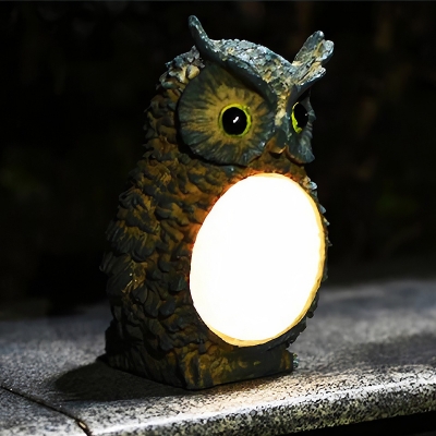 

Resin Owl Statue Mini Solar Ground Lamp Country Style Blue and Yellow LED Pathway Light, HL633885