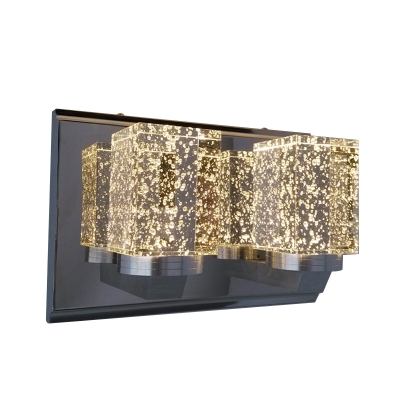 Seedy Crystal LED Wall Washer Sconce Contemporary Chrome Cuboid Bedroom Wall Mount Fixture