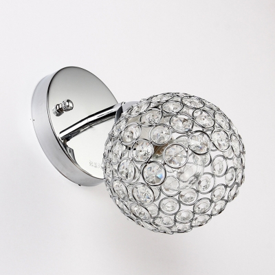 Spherical Wall Lighting Idea Modern Inserted Crystals 1 Bulb Chrome Wall Mounted Lamp