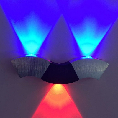 Wave Shaped Flush Wall Sconce Minimalism Metal Black and Silver LED Wall Lamp in Multicolored/Purple/Green Light
