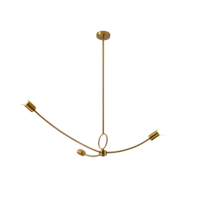 Black/Gold Sputnik Hanging Chandelier Minimalistic 3 Lights Metal Pendant Lighting with Ball Milk Glass Shade