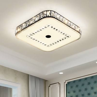 Black Squared Ceiling Mounted Fixture Minimalist LED Crystal Flushmount Lighting for Bedroom