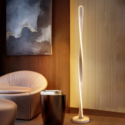 Black/White Finish Spiral Floor Lamp Simple Style LED Metallic Standing Floor Light in White/Warm Light