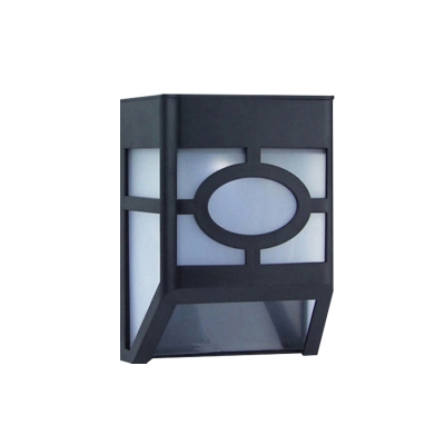 Geometric Mini Patio Solar Wall Light Plastic Retro Style RGB-Color LED Sconce Light Fixture in Black
