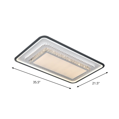 LED Flush Mount Ceiling Light Simple Bedroom Flushmount with Tiered Square/Rectangle Crystal Shade