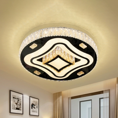 Round Bedroom Ceiling Flush Light Simplicity Inserted Crystal Stainless Steel LED Flushmount