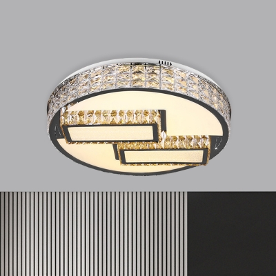 Stainless Steel Geometric Ceiling Flush Contemporary Crystal Hotel LED Flush Mount Light