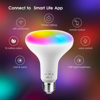 1pc 28 LED Beads Reflector 10 W E26/E27 Smart Multi Colored Light Bulb with White Plastic Shade