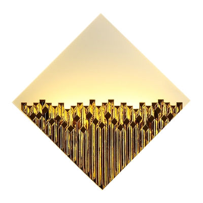 3D-Pattern Rhombus Acrylic Wall Lamp Contemporary Blue/Gold LED Mural Light Fixture for Living Room
