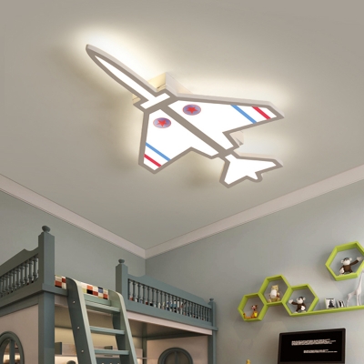 Airplane Acrylic Ceiling Flush Mount Kids Blue/White LED Flushmount Light for Child Room