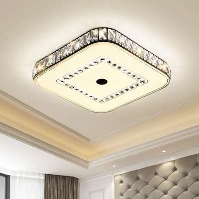 Black Squared Ceiling Mounted Fixture Minimalist LED Crystal Flushmount Lighting for Bedroom