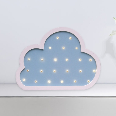 Cloud Mini LED Wall Sconce Cartoon Wood Bedroom Decorative LED Night Light in White/Pink/Blue
