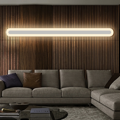 Elongated Living Room Sconce Light Metallic Minimalistic LED Flush Mount Wall Light in Warm/White Light, 16