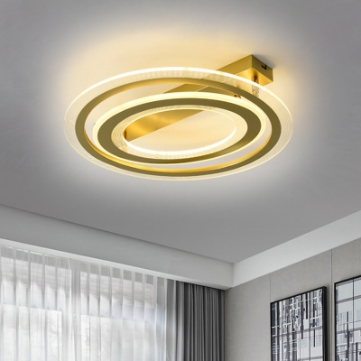 Gold Dual Ring Flush Lighting Fixture Minimal LED Metal Flush Mounted Lamp for Bedroom, 16