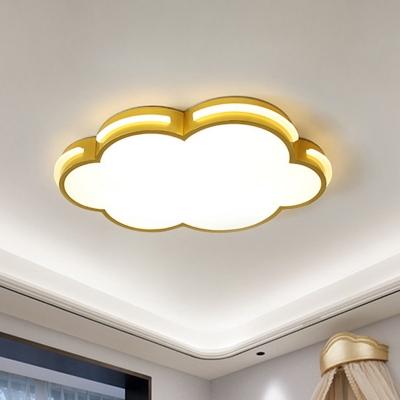 Gold Finish Cloud-Shape Ceiling Mounted Fixture Nordic LED Acrylic Flushmount Lighting