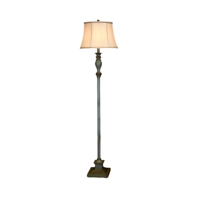 Pewter Squared Base Stand Up Light Vintage Resin 1 Light Living Room Floor Lamp with Empire Fabric Shade