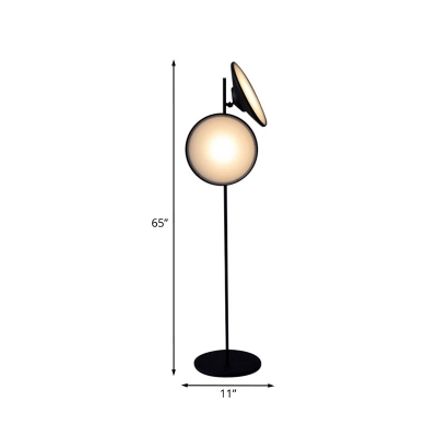 Round Metal Standing Light Modernist LED Black Floor Lamp in White/Warm Light for Drawing Room