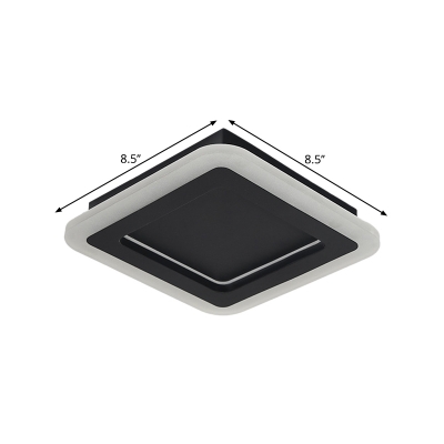 Simplicity Square Mini Acrylic Flushmount LED Ceiling Flush Mount Light in Black for Foyer, Warm/White Light