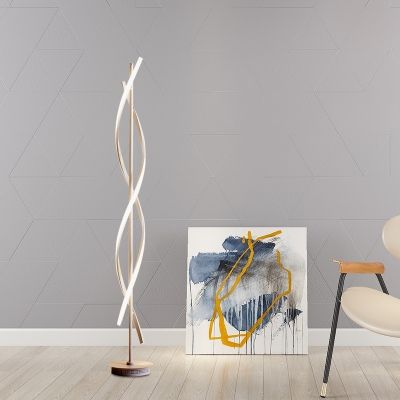 Spiral Line Acrylic Standing Lamp Modernism LED White Floor Lighting in White/Warm Light