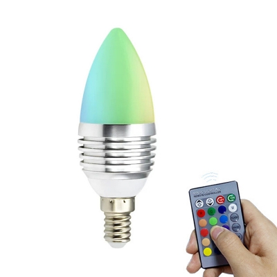 3 W E14 Pointy Bulb 1pc Plastic 16 LED Beads Color Changing Lighting with Remote in Silver